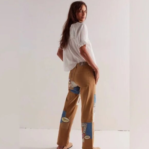 Free People We The Free Patch On You Baggy Straight Jeans Size 28 NWOT - Picture 8 of 9